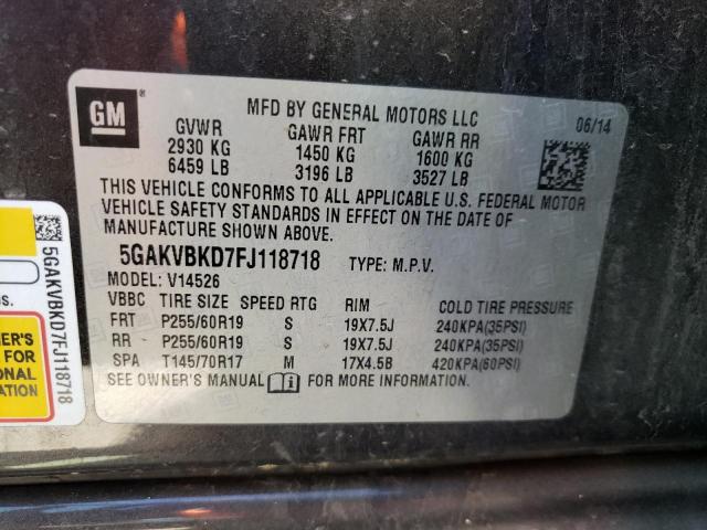 Photo 10 from auction – 2015 BUICK ENCLAVE with VIN 5GAKVBKD7FJ118718