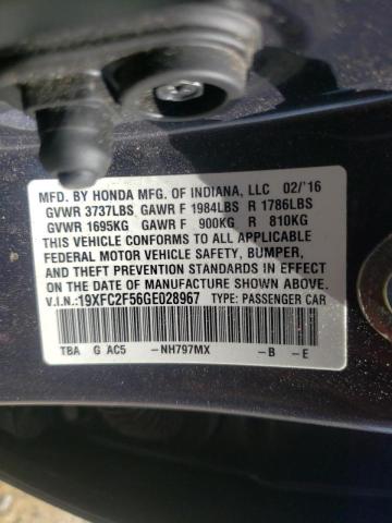Photo 10 from auction – 2016 HONDA CIVIC LX with VIN 19XFC2F56GE028967