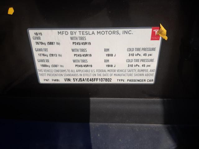 Photo 10 from auction – 2015 TESLA MODEL S with VIN 5YJSA1E48FF107802