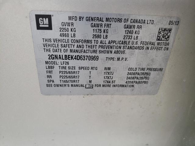 Photo 10 from auction – 2013 CHEVROLET EQUINOX LS with VIN 2GNALBEK4D6370969