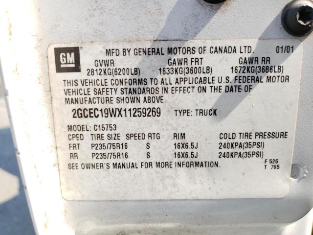 Photo 10 from auction – 2001 CHEVROLET SILVERADO with VIN 2GCEC19WX11259269