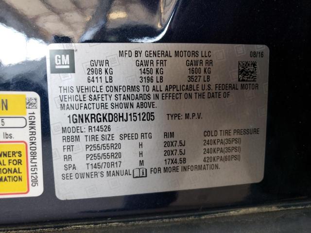 Photo 10 from auction – 2017 CHEVROLET TRAVERSE L with VIN 1GNKRGKD8HJ151205