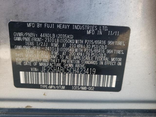 Photo 10 from auction – 2012 SUBARU FORESTER 2 with VIN JF2SHABC5CH423419