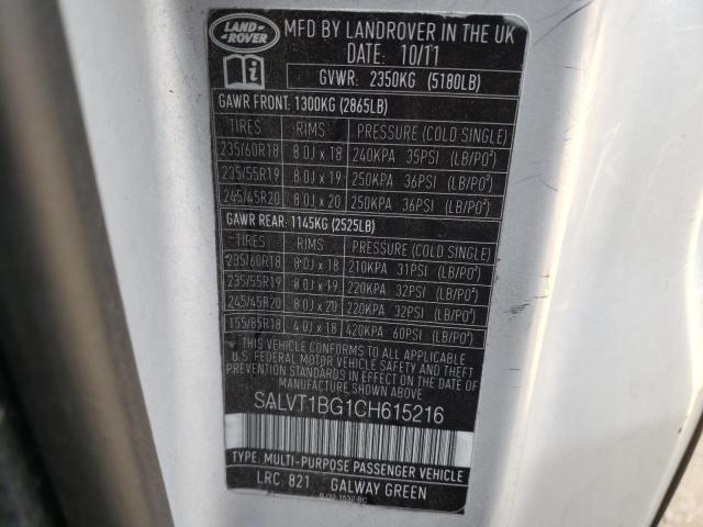 Photo 10 from auction – 2012 LAND ROVER RANGE ROVE with VIN SALVT1BG1CH615216