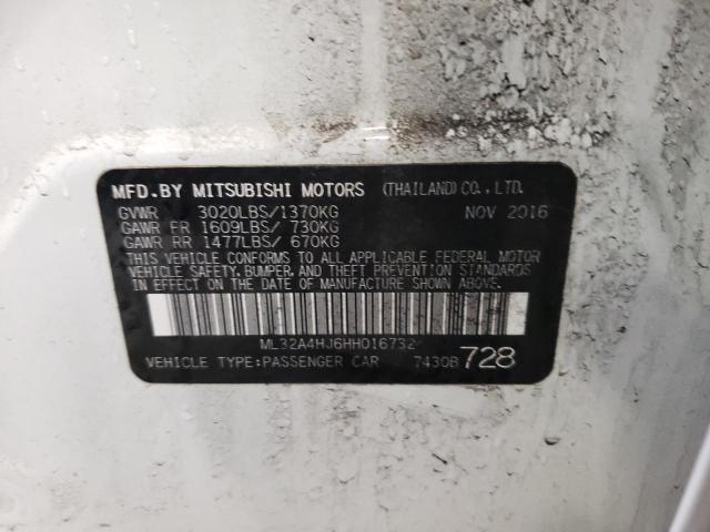 Photo 10 from auction – 2017 MITSUBISHI MIRAGE SE with VIN ML32A4HJ6HH016732