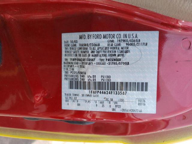 Photo 10 from auction – 2004 FORD MUSTANG with VIN 1FAFP44624F133587