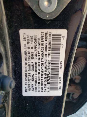 Photo 10 from auction – 2017 HONDA CIVIC LX with VIN 19XFC2F53HE073902