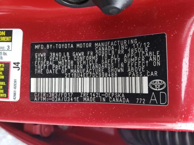 Фото 10 с аукциона – 2013 TOYOTA COROLLA BA с VIN 2T1BU4EE7DC998488