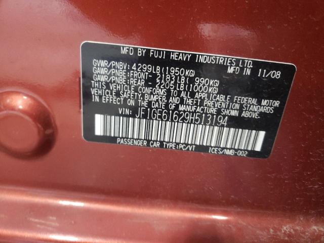 Photo 10 from auction – 2009 SUBARU IMPREZA 2. with VIN JF1GE61629H513194