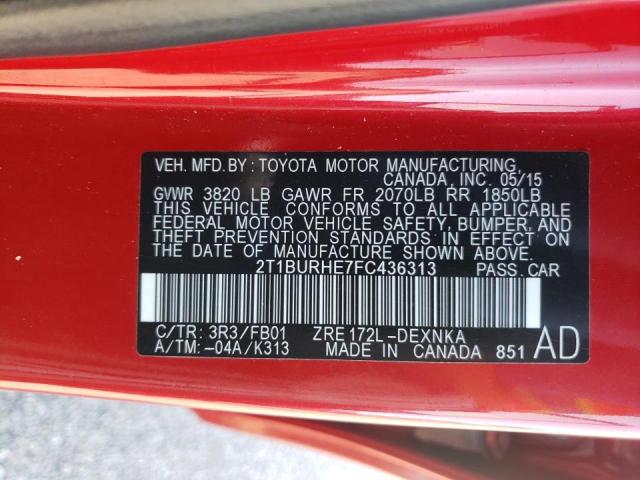 Photo 10 from auction – 2015 TOYOTA COROLLA L with VIN 2T1BURHE7FC436313