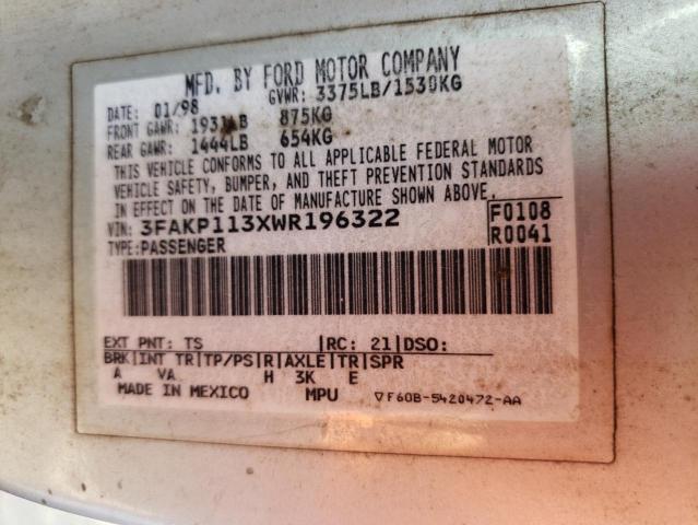 Photo 10 from auction – 1998 FORD ESCORT with VIN 3FAKP113XWR196322