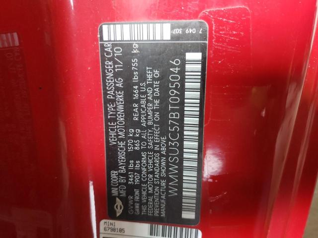 Photo 10 from auction – 2011 MINI COOPER with VIN WMWSU3C57BT095046