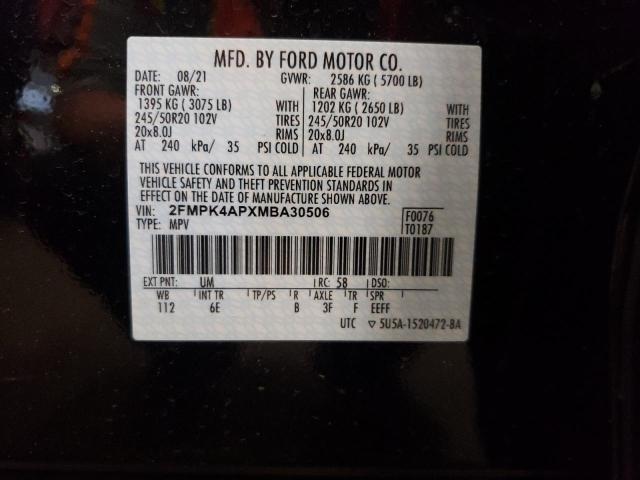 Photo 10 from auction – 2021 FORD EDGE ST with VIN 2FMPK4APXMBA30506