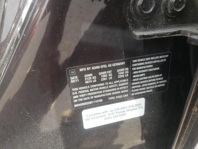 Photo 10 from auction – 2011 BUICK REGAL CXL with VIN W04GR5EC5B1115768