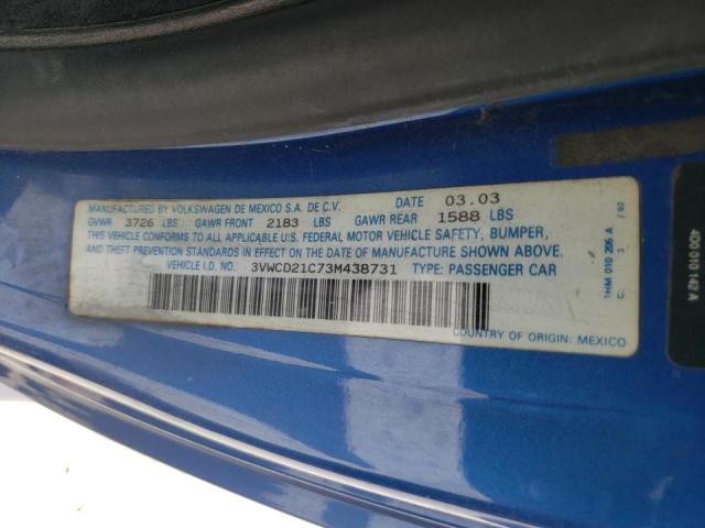 Photo 10 from auction – 2003 VOLKSWAGEN NEW BEETLE with VIN 3VWCD21C73M438731