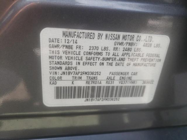 Photo 10 from auction – 2015 INFINITI Q50 BASE with VIN JN1BV7AP2FM336252