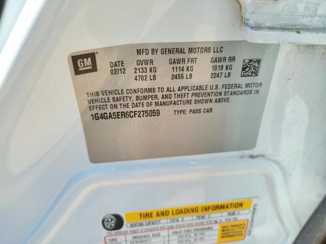 Photo 10 from auction – 2012 BUICK LACROSSE with VIN 1G4GA5ER6CF275059