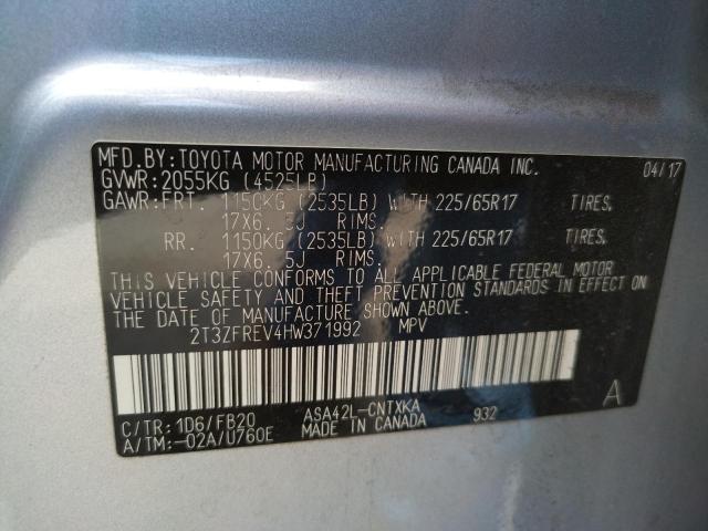 Photo 10 from auction – 2017 TOYOTA RAV4 LE with VIN 2T3ZFREV4HW371992
