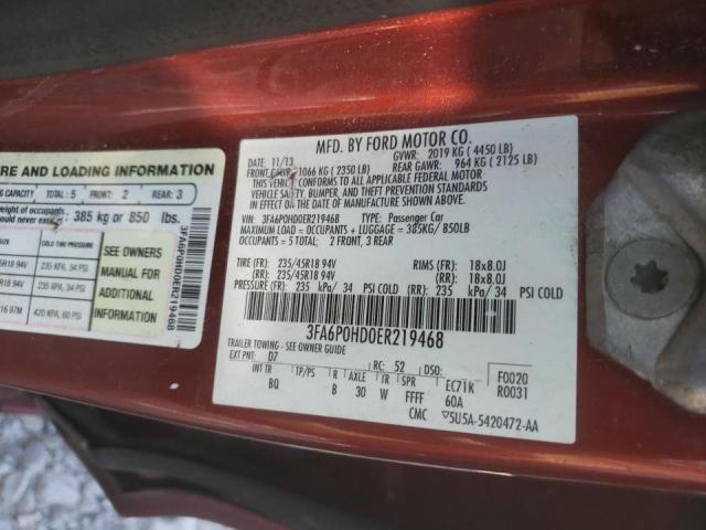 Photo 10 from auction – 2014 FORD FUSION SE with VIN 3FA6P0HD0ER219468