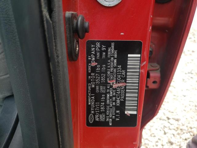 Photo 10 from auction – 2012 HYUNDAI ACCENT GLS with VIN KMHCT4AE3CU041334