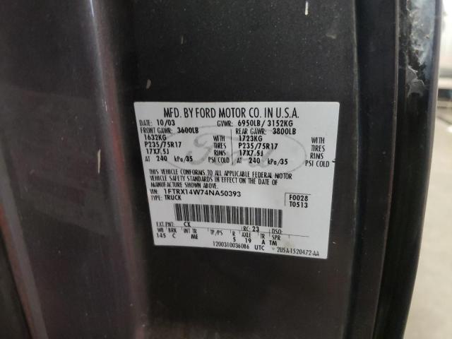 Photo 10 from auction – 2004 FORD F150 with VIN 1FTRX14W74NA50393