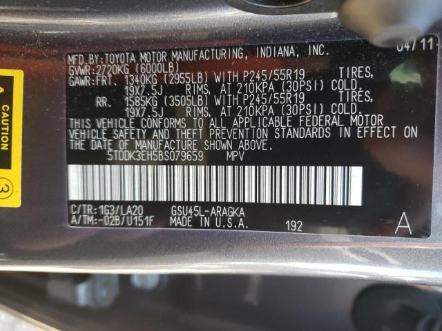 Photo 10 from auction – 2011 TOYOTA HIGHLANDER with VIN 5TDDK3EH5BS079659