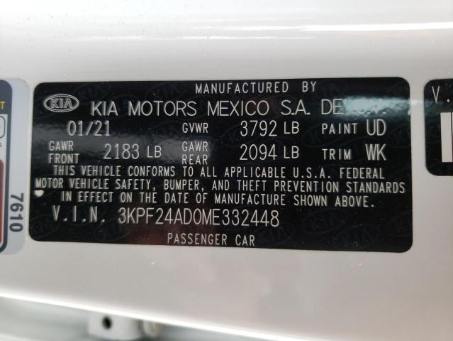 Photo 10 from auction – 2021 KIA FORTE FE with VIN 3KPF24AD0ME332448