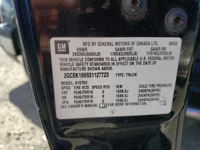 Photo 10 from auction – 2003 CHEVROLET SILVERADO with VIN 2GCEK19V831127723