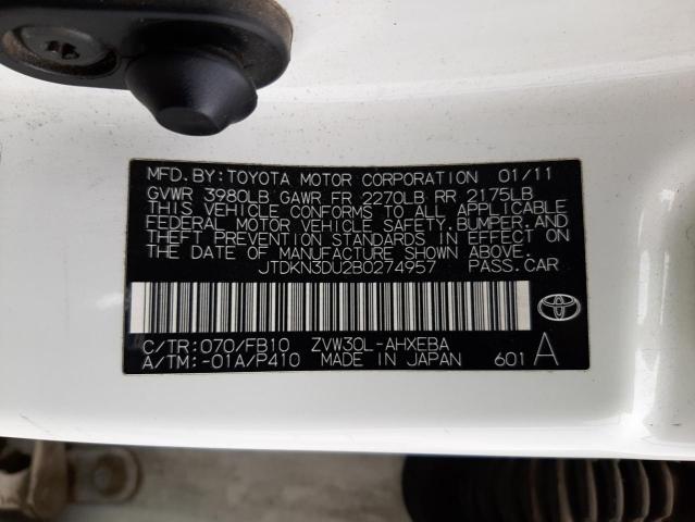 Photo 10 from auction – 2011 TOYOTA PRIUS with VIN JTDKN3DU2B0274957