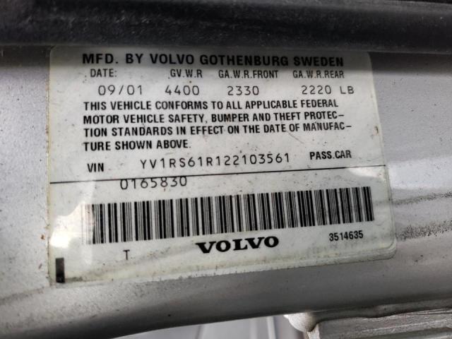 Photo 10 from auction – 2002 VOLVO S60 with VIN YV1RS61R122103561