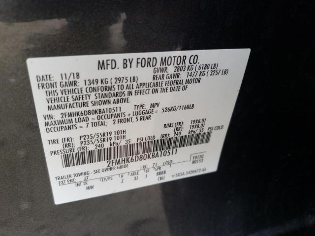 Photo 10 from auction – 2019 FORD FLEX LIMIT with VIN 2FMHK6D80KBA10511