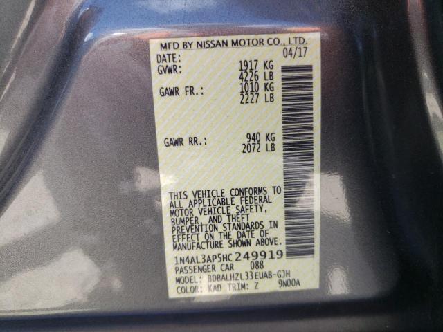 Photo 10 from auction – 2017 NISSAN ALTIMA 2.5 with VIN 1N4AL3AP5HC249919