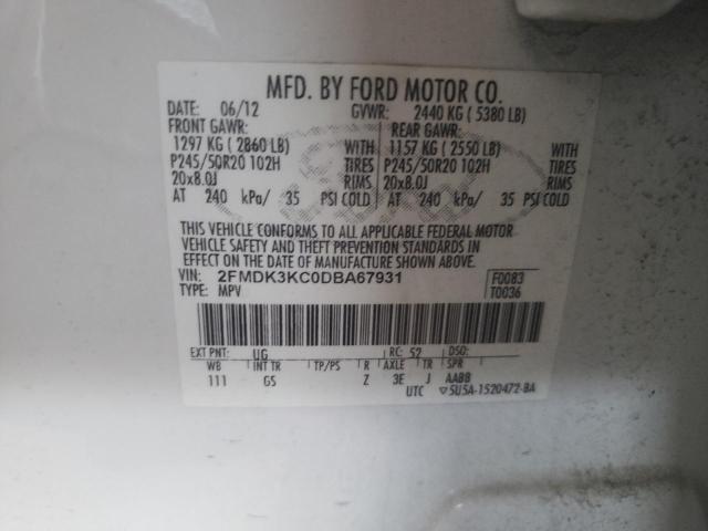 Photo 10 from auction – 2013 FORD EDGE LIMIT with VIN 2FMDK3KC0DBA67931
