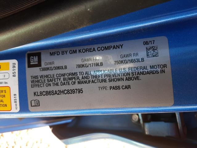 Photo 10 from auction – 2017 CHEVROLET SPARK LS with VIN KL8CB6SA2HC839795