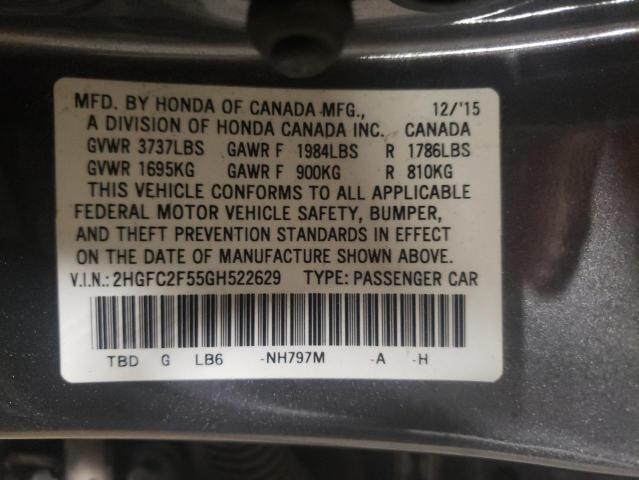 Photo 10 from auction – 2016 HONDA CIVIC LX with VIN 2HGFC2F55GH522629