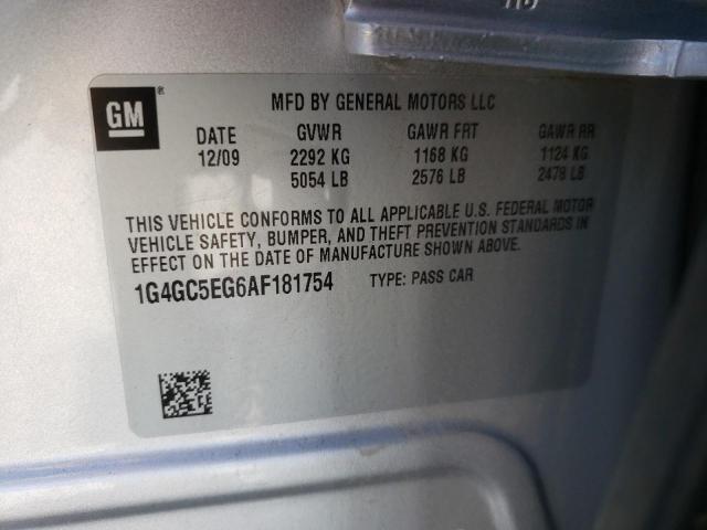 Photo 10 from auction – 2010 BUICK LACROSSE C with VIN 1G4GC5EG6AF181754
