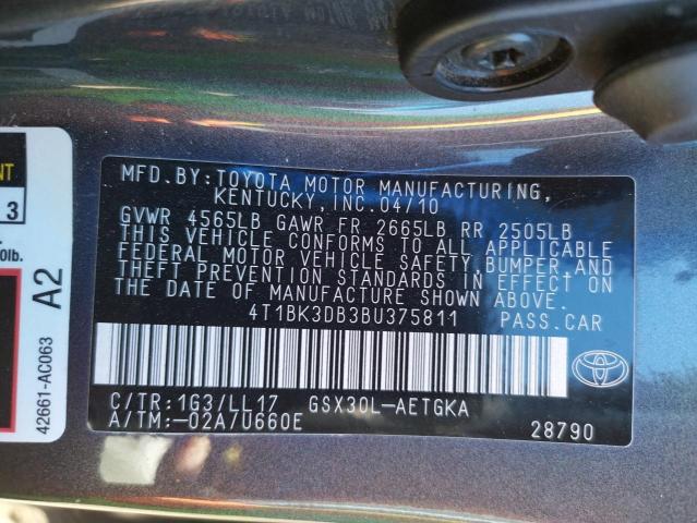 Photo 10 from auction – 2011 TOYOTA AVALON BAS with VIN 4T1BK3DB3BU375811