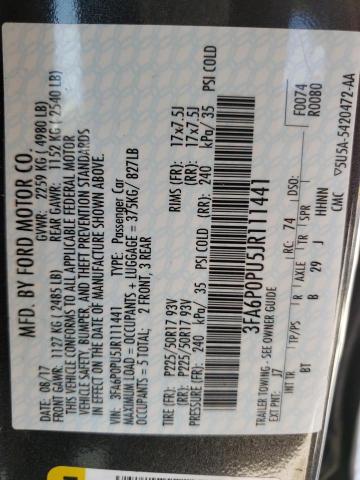 Photo 10 from auction – 2018 FORD FUSION SE with VIN 3FA6P0PU5JR111441