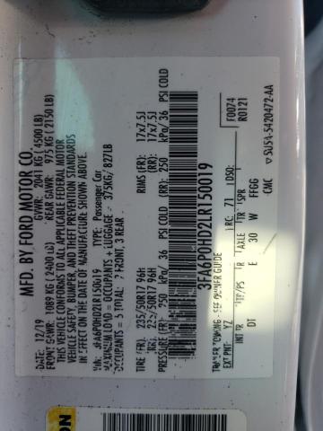Photo 10 from auction – 2020 FORD FUSION SE with VIN 3FA6P0HD2LR150019