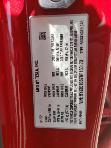 Photo 10 from auction – 2022 TESLA MODEL 3 with VIN 5YJ3E1EB7NF160173