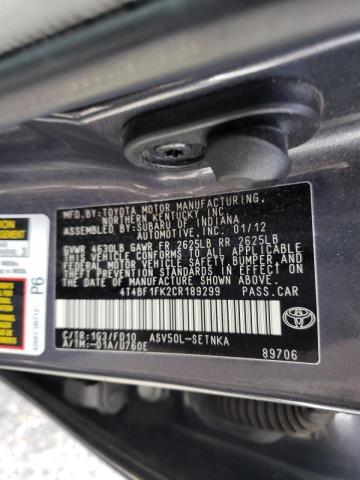Photo 10 from auction – 2012 TOYOTA CAMRY BASE with VIN 4T4BF1FK2CR189299