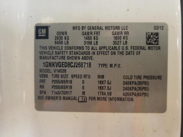 Photo 10 from auction – 2012 CHEVROLET TRAVERSE L with VIN 1GNKVGED8CJ268718