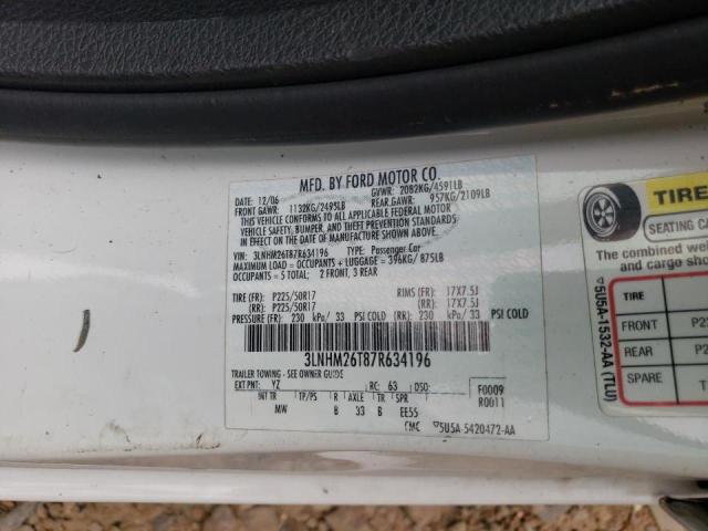 Photo 10 from auction – 2007 LINCOLN MKZ with VIN 3LNHM26T87R634196