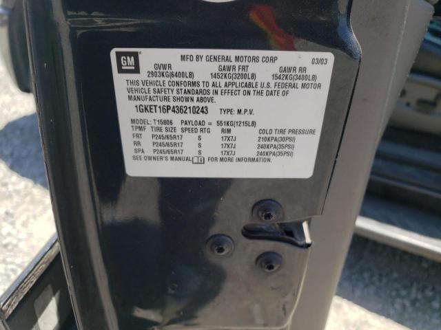 Photo 10 from auction – 2003 GMC ENVOY XL with VIN 1GKET16P436210243