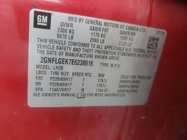 Photo 10 from auction – 2014 CHEVROLET EQUINOX LT with VIN 2GNFLGEK7E6238616