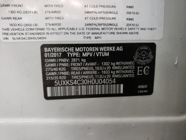 Photo 10 from auction – 2017 BMW X5 XDRIVE3 with VIN 5UXKS4C30H0U04054