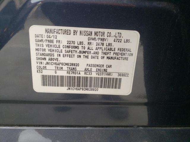 Photo 10 from auction – 2012 INFINITI G37 BASE with VIN JN1CV6AP6CM628920
