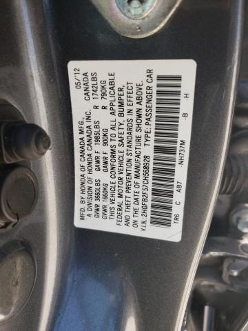 Photo 10 from auction – 2012 HONDA CIVIC LX with VIN 2HGFB2F57CH568928