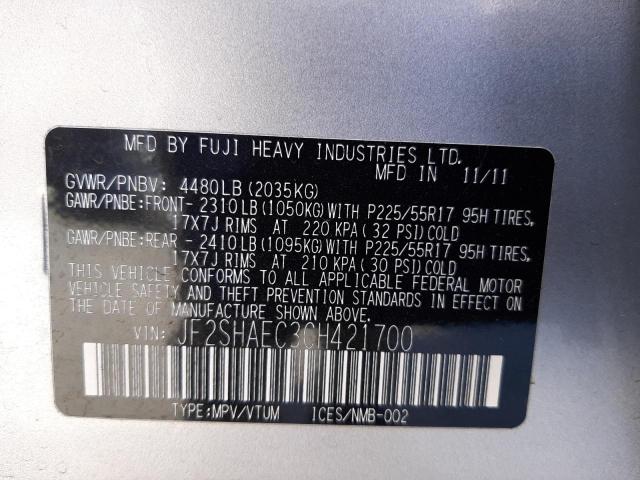 Photo 10 from auction – 2012 SUBARU FORESTER L with VIN JF2SHAEC3CH421700