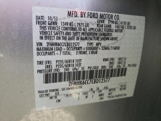 Photo 10 from auction – 2012 FORD FLEX SEL with VIN 2FMHK6CC7CBD12577